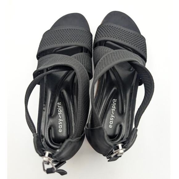 Easy Spirit Sewitney2 Knit Platform Sandals Open Toe Black Size US7M EU38 - Picture 5 of 11